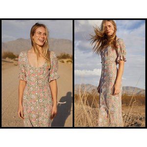💕CHRISTY DAWN💕 The Lennon Dress ~ Button Up Midi Dress Aloe Floral Small S NWT